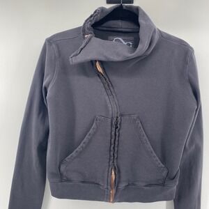 Frank & Eileen Tee Lab Jacket Women S Grey Asymmetric Zip Funnel Neck Sweatshirt